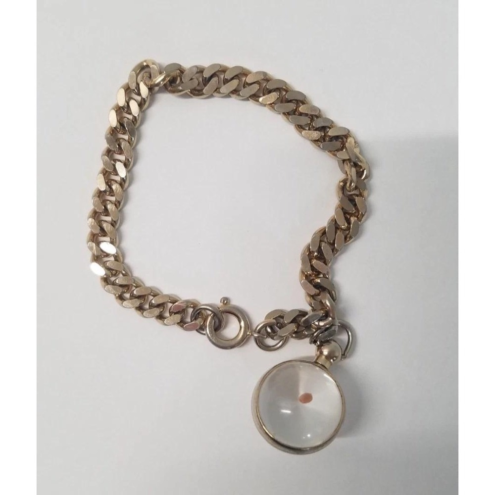 Coro Gold Tone Mustard Seed Charm Bracelet Religious Vintage Curb Chain